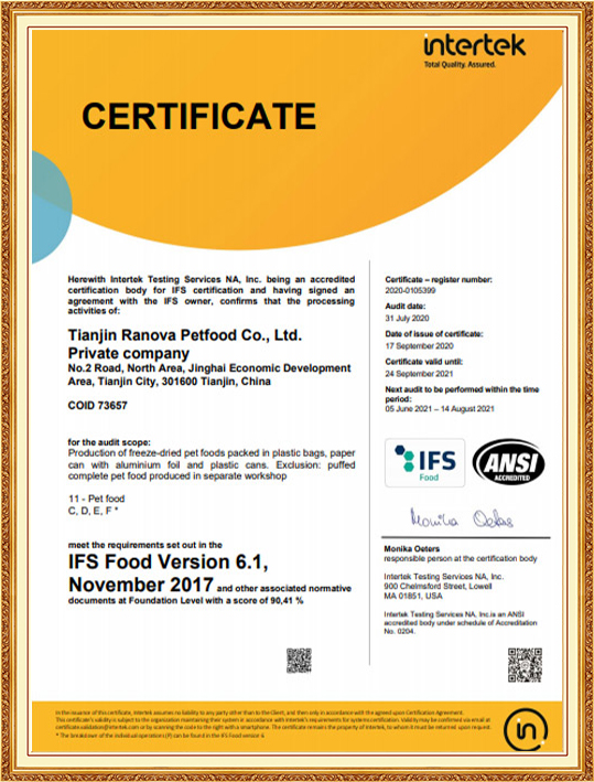 IFS Food Certificate